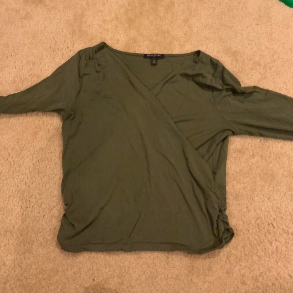 Banana Republic Crop 3/4 Sleeve Top M Green